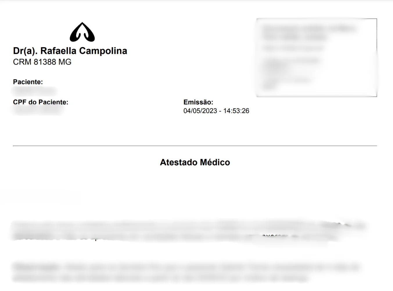 Exemplo de atestado médico