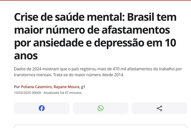 Reportagem sobre saúde mental no Brasil
