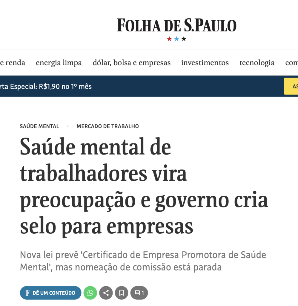 Selo Saúde Mental do Governo Federal para empresas comprometidas com o bem-estar emocional dos funcionários